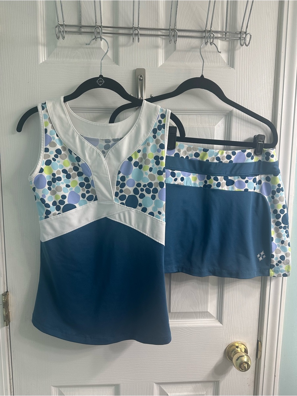 Blue Polka Dot Performance Sports Bra Top